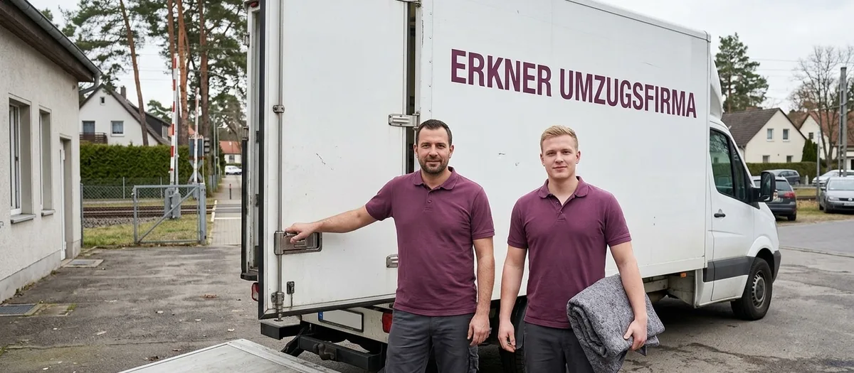 Umzugsmannschaft der Erkner Umzugsfirma belädt einen Umzugswagen